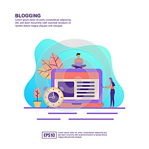 Vector illustration concept of blogging. Modern illustration conceptual for banner, flyer, promotion, marketing material, online