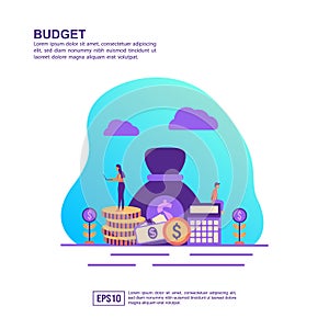 Vector illustration concept of budget. Modern illustration conceptual for banner, flyer, promotion, marketing material, online