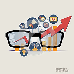 Vector illustration concept for business strategy and industrial planning. Economic and statistic. Business Plan