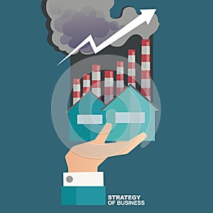 Vector illustration concept for business strategy and industrial planning. Economic and statistic. Business Plan