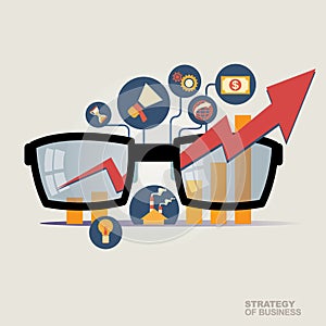 Vector illustration concept for business strategy and industrial planning. Economic and statistic. Business Plan