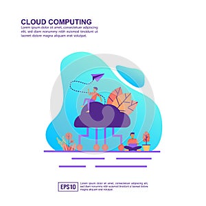 Vector illustration concept of cloud computing. Modern illustration conceptual for banner, flyer, promotion, marketing material,