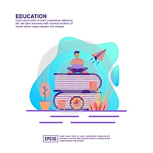 Vector illustration concept of education. Modern illustration conceptual for banner, flyer, promotion, marketing material, online