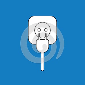 Vector illustration concept of electrical plug with cable and outlet
