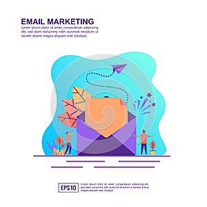 Vector illustration concept of email marketing. Modern illustration conceptual for banner, flyer, promotion, marketing material,