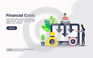 Vector illustration concept of financial crisis. Modern illustration conceptual for banner, flyer, promotion, marketing material,