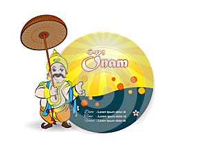 Vector illustration concept of Happy Onam festival greeting.