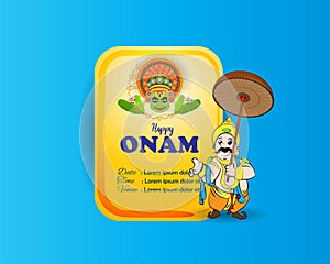 Vector illustration concept of Happy Onam festival greeting.