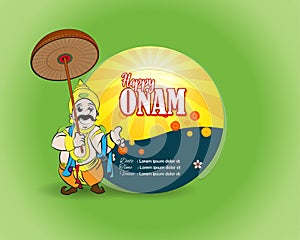 Vector illustration concept of Happy Onam festival greeting.