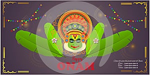 Vector illustration concept of Happy Onam festival greeting.