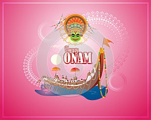 Vector illustration concept of Happy Onam festival greeting.