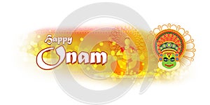 Vector illustration concept of Happy Onam festival greeting.