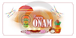 Vector illustration concept of Happy Onam festival greeting.