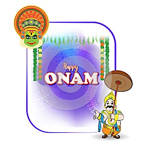 Vector illustration concept of Happy Onam festival greeting.