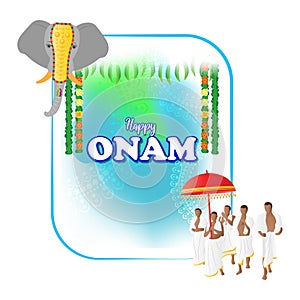 Vector illustration concept of Happy Onam festival greeting.