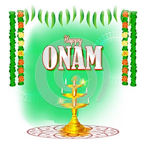 Vector illustration concept of Happy Onam festival greeting.