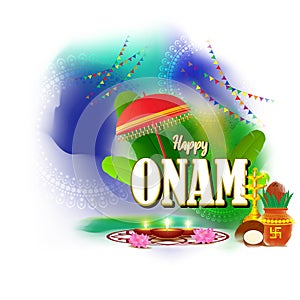 Vector illustration concept of Happy Onam festival greeting.