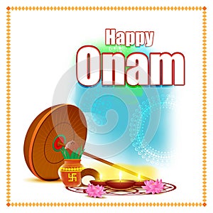 Vector illustration concept of Happy Onam festival greeting.