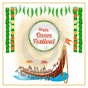 Vector illustration concept of Happy Onam festival greeting.