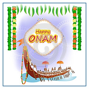 Vector illustration concept of Happy Onam festival greeting.