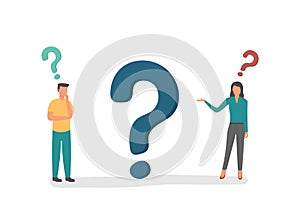 Vector illustration, concept illustration of frequently asked questions of exclamation marks and question marks