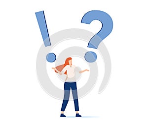 Vector illustration, concept illustration of frequently asked questions of exclamation marks and question marks