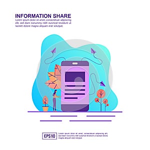 Vector illustration concept of information share. Modern illustration conceptual for banner, flyer, promotion, marketing material