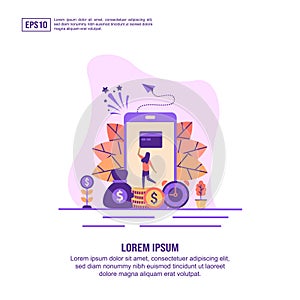 Vector illustration concept of mobile banking. Modern illustration conceptual for banner, flyer, promotion, marketing material,