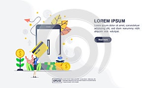 Vector illustration concept of online payment with character. Modern illustration conceptual for banner, flyer, promotion,