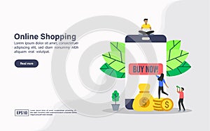 Vector illustration concept of online shopping. Modern illustration conceptual for banner, flyer, promotion, marketing material,