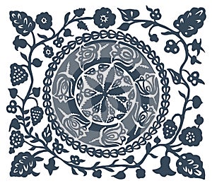 Vector illustration concept of ornament. Blue on white background