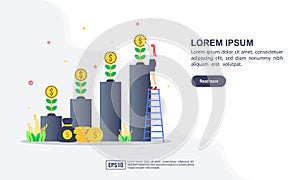 Vector illustration concept of return on investment with character. Modern illustration conceptual for banner, flyer, promotion,