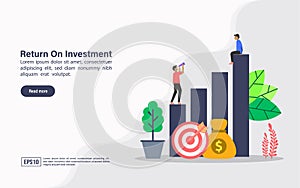 Vector illustration concept of return on investment. Modern illustration conceptual for banner, flyer, promotion, marketing