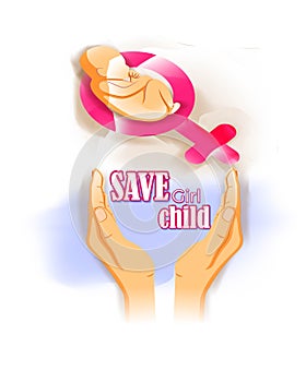 Vector illustration concept of Save Girl Child poster.