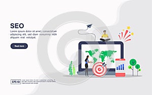 Vector illustration concept of seo. Modern illustration conceptual for banner, flyer, promotion, marketing material, online