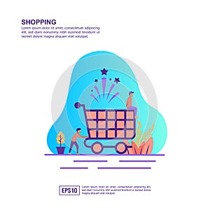 Vector illustration concept of shopping. Modern illustration conceptual for banner, flyer, promotion, marketing material, online