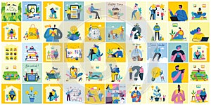 Vector illustration of concept of Team work, Business and Start up design backgrounds