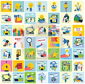 Vector illustration of concept of Team work, Business and Start up design backgrounds. tock vector illustration.