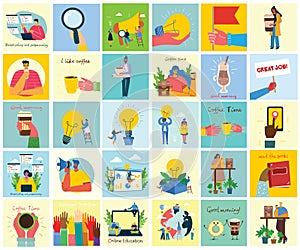 Vector illustration of concept of Team work, Business and Start up design backgrounds. tock vector illustration.