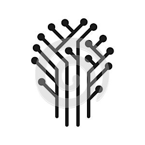 Vector illustration concept of Technical circuit tree graphic. Icon on white background