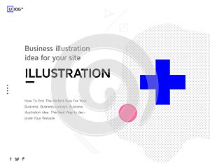 Vector concept with universal abstract shapes, text. Landing pag