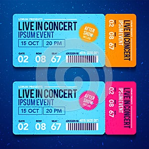 Vector Illustration concert ticket template. Concert, party or festival ticket design template