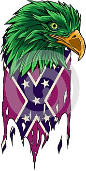 vector illustration of Confederate flag with eagle head