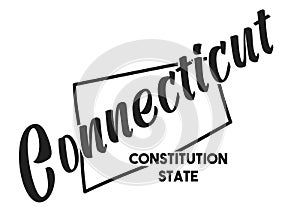 Vector illustration of Connecticut. Nickname Constitution State. United States of America outline silhouette. Hand-drawn map of