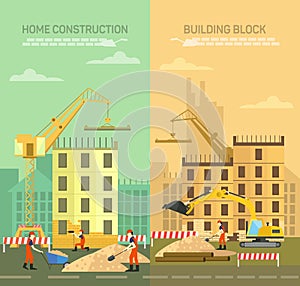 Vector illustration of constructing, building