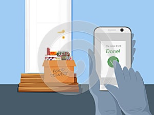 Vector illustration of contactless food delivery