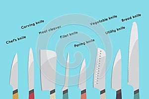 Vector illustration of cooking knifes set
