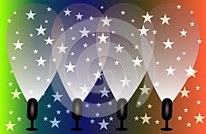 Vector Illustration Magic Spotlights with Blue rays and glowing effect