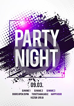 Vector Illustration night dance party music poster template. Electro style concert disco club party event flyer invitation