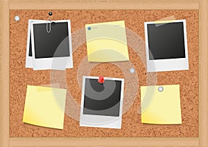 Vector illustration of a cork bulletin board with